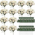 12 Bundles Ivory White Peonies Artificial Flowers for Centerpieces by Nagobi
