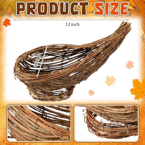 Dandat 12 Inch Thanksgiving Cornucopia Basket Horn of Plenty Centerpieces - Image 2