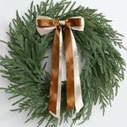 Christmas Decorations -24 Inch Christmas Wreath, Norfolk Pine Wreath, Christmas Wreaths for Front Door, Christmas Door Wreath with Bow Ribbon for Home Table Wall Window Indoor Outdoor by Waipfaru