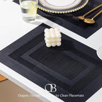 Placemats Set of 12 - Easy Clean Woven Vinyl Placemats for Dining Table, Indoor/Outdoor Place Mats, Washable PVC Table Mats（Black Cube） - Image 2