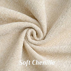 FUTEI Pack of 2 Chenille Soft Throw Pillow Covers 26x26 Inch, Beige - Image 2
