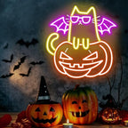 Halloween Cat Pumpkin Neon Sign, 13.4x13 Inch LED Wall Decor Light by Unknown