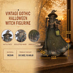 Amber-Orange Halloween Witch Lamp, Resin Witch Statue for Tabletop Decor - Image 5