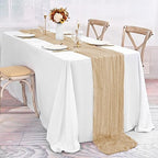30 Pack Beige Table Runner 10Ft Cheesecloth Table Runner Boho Gauze Table Runners Romantic Long Sheer Fabric Cheese Cloth Table Runners for Wedding Party Bridal Shower - Image 4