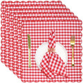 SmoothNovelty 12 Pack Buffalo Plaid Cloth Napkins 18x18 Inch Checkered Cloth Napkins Scalloped Soft Cotton Table Mat Washable Reusable for Dinner Wedding Holiday Birthday Parties (Classic,Red) by SmoothNovelty