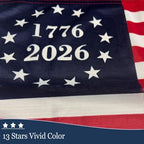 JRED 250 Anniversary USA Flags on Stick 6 Pack, 12x18 Inch 1776-2026 Betsy Ross 13 Stars Handheld US Flags, with Retractable Stainless Steel Pole Safety Spear Top for 4th of July - Image 3