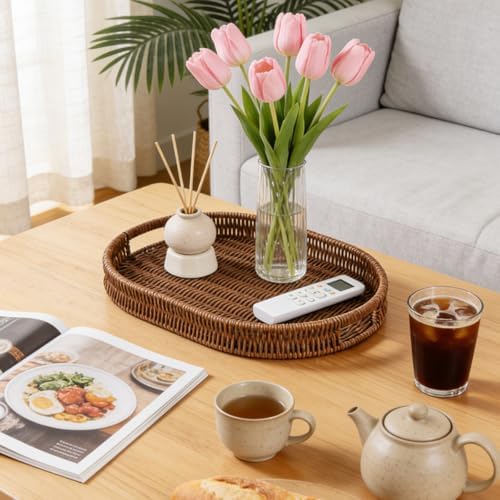 3pcs Woven Serving Trays, Poly Wicker Oval Serving Basket - Image 4
