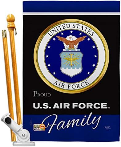 Air Force Proudly Family House Flag - Set Armed Forces USAF United State American Military Veteran Retire Official - Decoration Banner Small Garden Yard Gift Double-Sided Made In USA 28 X 40 by Breeze+Decor