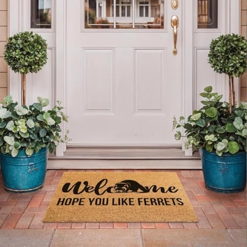 Funny The Entrance Way Outside Personalized Rug with Heavy-Duty Non Slip Outdoor Coconut Coir Doormat Pets Lover Gift 23.6 x 15.7 inch (Hope You Like Ferrets) - Image 4