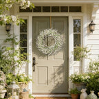 26 Inch Spring Wreaths for Front Door, Large Artificial Forsythia Flowers Wreath, Spring Summer Floral Wreath All Season for Home, Wall, Window, Porch, Wedding, Farmhouse Decor (White) - Image 2