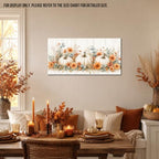 WAXWHELK Pumpkin Fall Canvas Wall Art, White Pumpkins and Orange Flowers Autumn Painting Pictures, Rustic Farmhouse Artwork for Living Room Bedroom Thanksgiving Home Decor (24"x47") - Image 2