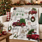 Christmas Truck Throw Blanket, Red Pickup Flannel, 80 x 60 - Image 2