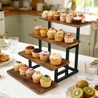 Lily Cupcake Stand for 50 Cupcakes, 2 PACK Wooden Dessert Table Display Set for Wedding Cupcake Tower, Stepped Tiered Tray Stand 4 Tier Risers Display Stands Serving Trays for Party Market Display - Image 3