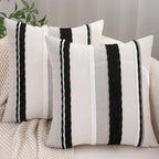 18x18 Pillow Cover Set of 2 Boho Farmhouse Decor Black and White by Tosleo