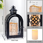 TRIROCKS Memorial Lantern 11'' High Walk Beside Us Remembrance Lantern With Automatic Timer LED Candle And Love Pattern Bereavement Sympathy Gifts For Funeral Memorial Service Loss of Loved One(Black) - Image 2