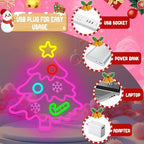 Christmas Neon Sign Pink Christmas Tree Neon Sign for Wall Decor Xmas Tree Led Sign with Candy Xmas Pink Tree Neon Light Up Signs for Bedroom Window Holiday Door Xmas Party Home Decoration Winter Porch - Image 4
