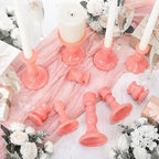 Mumufy 10 Pcs Glass Taper Crystal Candle Holders,Classic,Cream Pink - Image 5