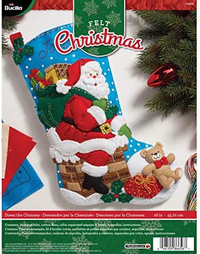 Bucilla Felt Applique 18" Stocking Making Kit, Down The Chimney, Perfect for DIY Arts and Crafts, 86656 by Bucilla