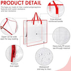 8 Pcs Clear Wreath Storage Bags 26 Inch Garland Container Door Garland Holiday Wreath Storage Holder with Handle and Zipper Heavy Duty Plastic Packing Totes(Red) - Image 3