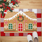 Tinideya 2 Pcs Gingerbread House Layered Doormat Set - Image 6