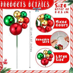 Daifunli 12 Pcs Red Green and Gold Christmas Tree Picks 7.87 Inch Christmas Balls Ornaments Xmas Decorations for Xmas Tree Topper DIY Wreath Holiday Floral Vase Fillers Crafts Home Decor - Image 2