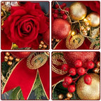Christmas Wreaths for Front Door–24Inch Outdoor Christmas Door Wreath with Lights,Classic Xmas Wreath with Pinecone,White Berries and Silver Ornaments Design, Holiday Outdoor Wreaths Decor - Image 3