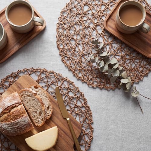 Threehoney Paper Braided Round Placemats, Set of 24, Coffee, 13 in - Image 6