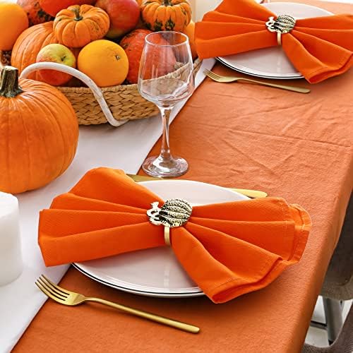 Mimorou 20 Pcs Thanksgiving Pumpkin Napkin Rings Gold Fall Napkin Holders - Image 5