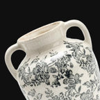 Vintage Vase with Handles, Ceramic Utensil Holder, Flower Decorative Vase Chinoiserie Decor Rustic Farmhouse Retro Floral Vases for Table Bookshelf Mantel Kitchen Living Room Office - 6.7” Gray 018 - Image 5