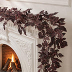 9FT Plum Cimicifuga Seeded Garland,Artificial Fall Leaf Garland for Mantel - Image 3