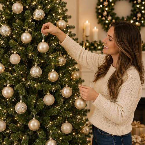 Soulchen 20 Pcs Champagne Christmas Ball Ornaments 2.75" Shatterproof Decor - Image 3