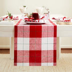 Solino Home 100% Pure Linen Dining Table Runner Merry Plaid, 14 x 120 in by SolinoHome