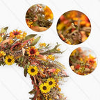 JINGHONG Large Fall Wreaths for Front Door 28 Inch Artificial Floral Wreath with Colorful Daisies and Autumn Foliage Fall Autumn Wreath for Front Door Wall Window and Thanksgiving Decor - Image 3