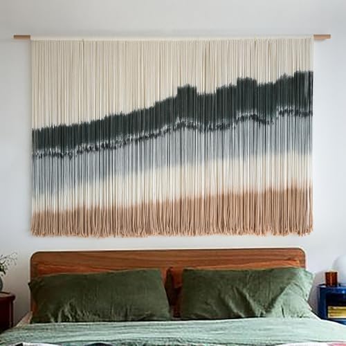 Macrame Wall Hanging Dip Dyed Large Wall Tapestry Woven Art 57''W*35''L - Image 2