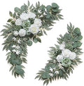 Olalaka 2-Pack Sage Green & White Wedding Flower Swag Set, Large: 35.43"L x 14.56"W, Small: 24.80"L x 12.99"W, Artificial Flowers for Wedding Arch, Ceremony, Table Centerpieces, Wall Hanging by Love%C2%A0Every%C2%A0Bit%C2%A0of%C2%A0Life