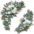 Olalaka 2-Pack Sage Green & White Wedding Flower Swag Set, Large: 35.43"L x 14.56"W, Small: 24.80"L x 12.99"W, Artificial Flowers for Wedding Arch, Ceremony, Table Centerpieces, Wall Hanging by Love%C2%A0Every%C2%A0Bit%C2%A0of%C2%A0Life