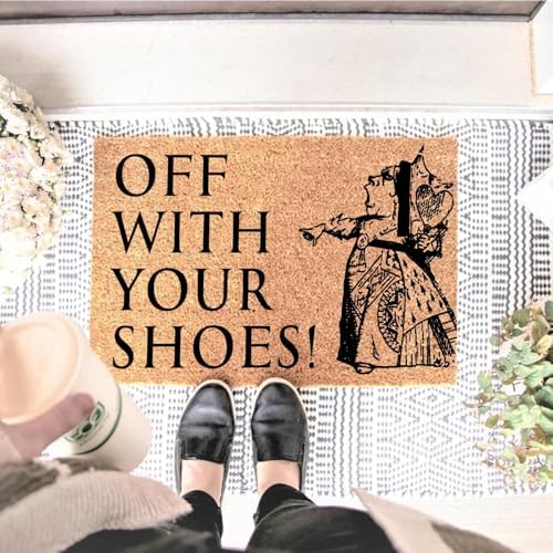 Funny Coir Doormat Off with Your Shoes Front Door Mat Entryway Outdoor Mats with Heavy Duty Front Porch Welcome Mats Entry Natural Coconut Brown Novelty Prank Gift Funny Coir Mat 23.7x15.7 inch - Image 2