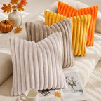 decorUhome Fall Faux Fur Throw Pillow Covers 24x24 Set of 2 Orange - Image 5