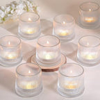 DARJEN Clear Ribbed Tealight Votive Candle Holders Set of 10 by DARJEN