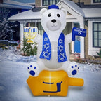 6 Foot Hanukkah Inflatables Outdoor Decorations Bear Holding a Star of David and Menorah with Built-in LED Lights, Blow up Hanukkah Decorations Outside Chanukah Decorations for Yard Garden Home Party - Image 2