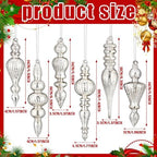 Soaoo 6 Pcs 6.3 in Silver Mercury Glass Finial Christmas Ornaments - Image 2