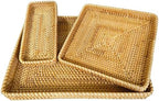 i-lan 17" Large Rattan Nesting Serving Trays, Handwoven Wicker Set of 3 by ilan