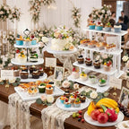 Roowest Wood Cake Stands Set of 6 Wood Dessert Tower Dessert Trays Desert Stands Cupcake Stand Rustic 3 Tier Farmhouse Cupcake Serving Stands with Dessert Trays for Tea Party(White) - Image 5