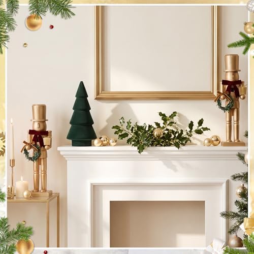Blosssound 15" Gold Christmas Nutcracker Decor Neutral Figurine, Wreath - Image 6