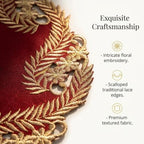 Decozen Set of 12 Doilies for Table, Lace Doilies Rustic Farmhouse Kitchen Dining Table Centerpiece Decor, 15 Inch Gold Burgundy Round Placemats for Home, Valentines Day Gifts, Valentines placemats - Image 3