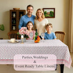 CPC Tablecloth 100% Cotton 70x118 Inch Indian Block Print Rectangle Table Cover, Table Cloth for Weddings, Spring/Summer, Barbeque -Pink Sapphire - Image 3