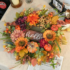 Fall Wreaths for Front Door 24 Inch Autumn Wreath with Sunflowers, Pumpkins - Image 6