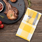Buffalo Plaid Table Napkins Set of 50 Checkered Cloth Napkins 17x17 inch Washable Dinner Gingham Pattern Napkins Soft Napkins for Wedding Party Dining Banquet(Yellow and White) - Image 6