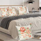 Orange Flower Throw Pillow Covers 26"x26" Set of 4, Retro Floral Decorative Pillowcases for Sofa Chair Couch Bed Living Room Office Car Garden Patio Farmhouse Indoor Outdoor - Image 3