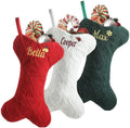 Personalized Dog Christmas Stockings with Embroidered Name & Monogram,3 Pack 15.7” Large Bone Shape Pet Xmas Stockings for Dog,Puppy,Custom Knit Christmas Stocking for Fireplace Holiday Decor by Infiher